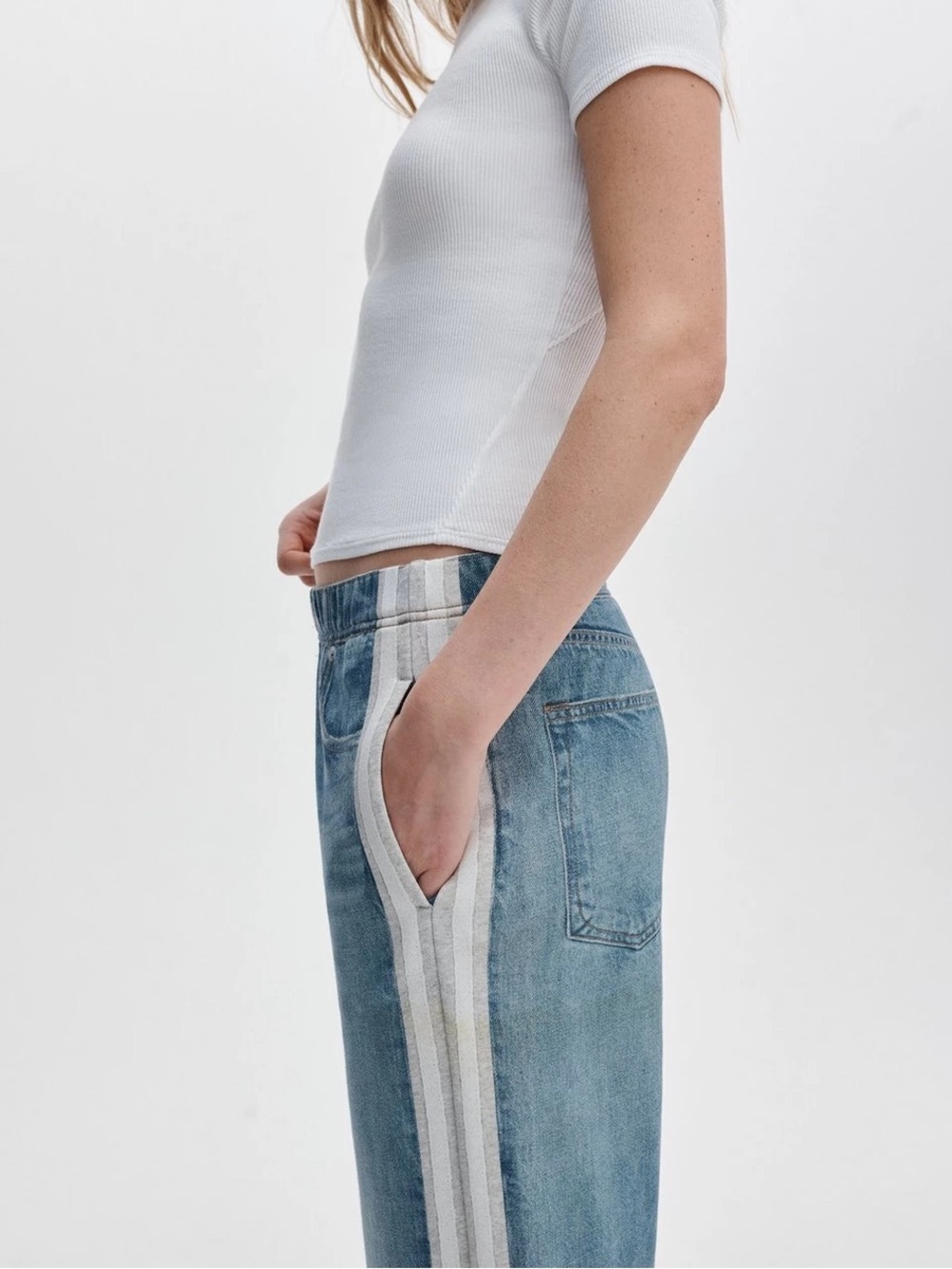 NEW Rag & Bone rb Miramar Side Stripe
Wide Leg Cotton Terry Sweatpant Jeans M - Picture 14 of 14